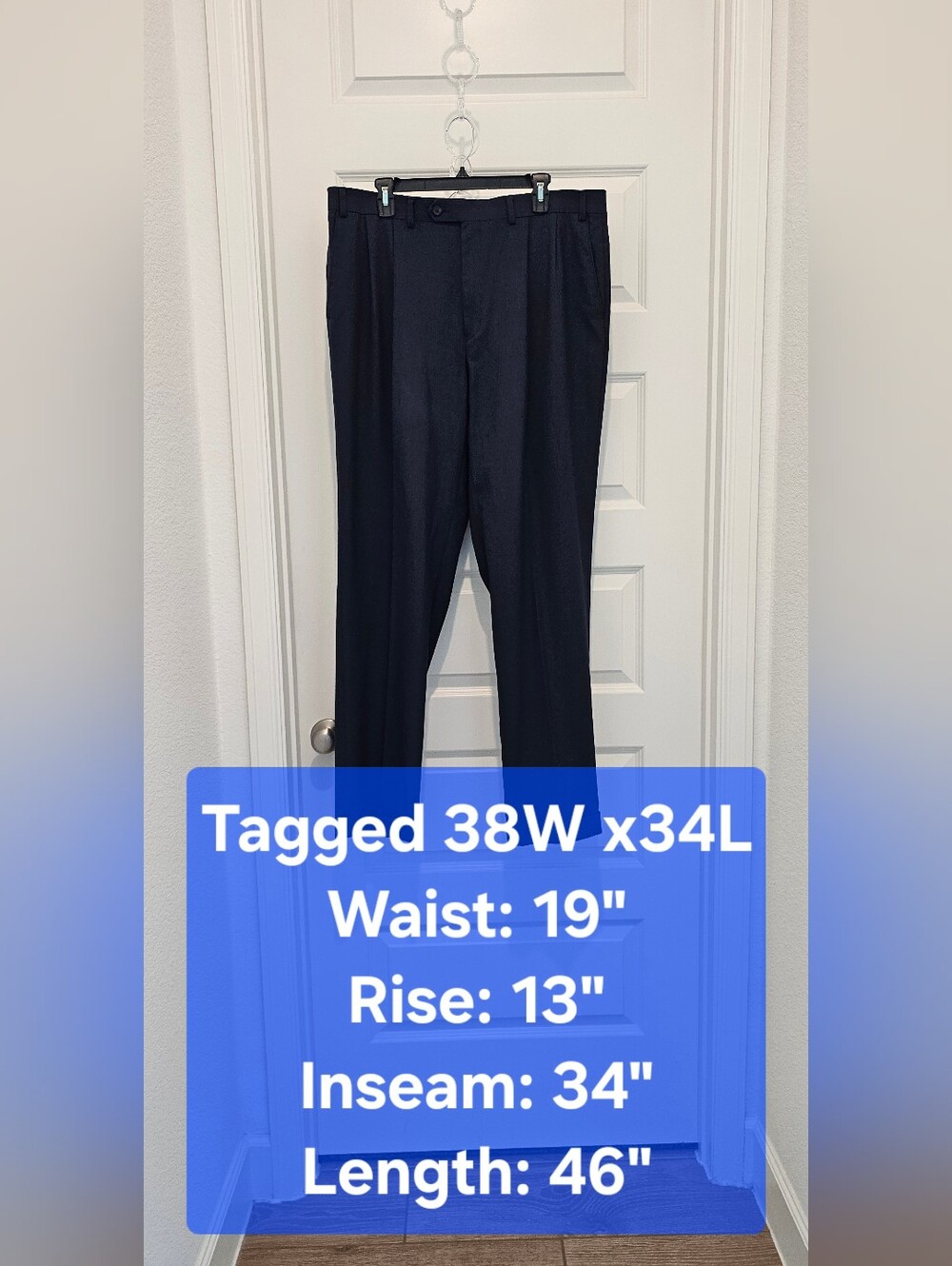 VTG Ralph Ralph Lauren Pleated Cuffed Navy Dress Pants 38x34 Stretch